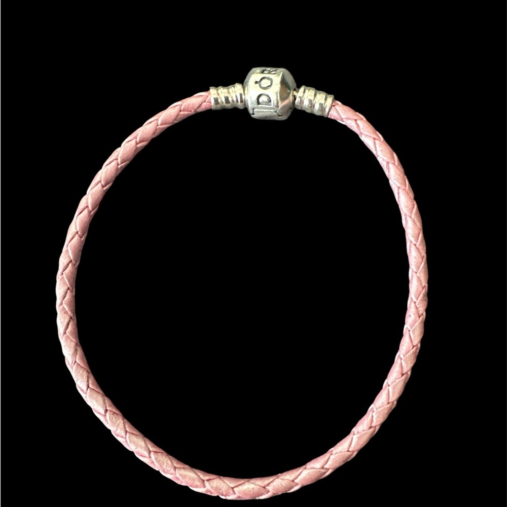 Pandora Pink Leather Bracelet with Silver Clasp